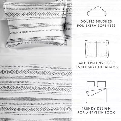 Casual Comfort Geo Threads Pattern Oversized Duvet Cover Set