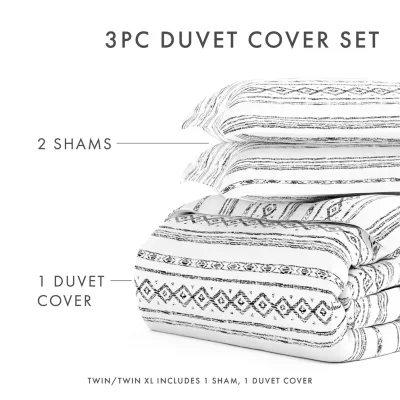 Casual Comfort Geo Threads Pattern Oversized Duvet Cover Set