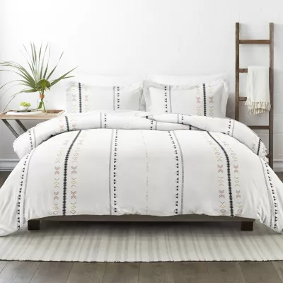 Casual Comfort Natural Geo Lines Patterned Duvet Cover Set