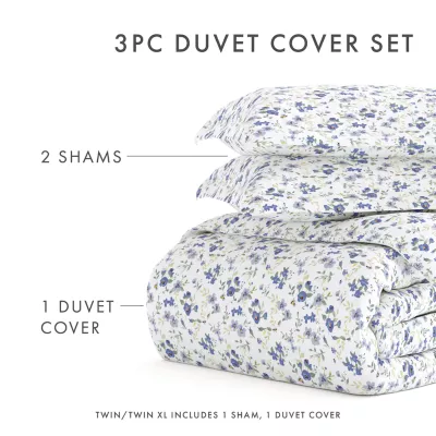 Casual Comfort Premium Ultra Soft 3-pc. Blossoms Print Duvet Cover Set