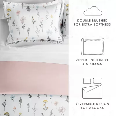 Casual Comfort Wild Flower Pattern Oversized Reversible Duvet Cover Set