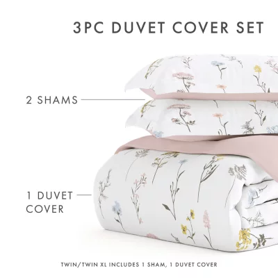 Casual Comfort Wild Flower Pattern Oversized Reversible Duvet Cover Set