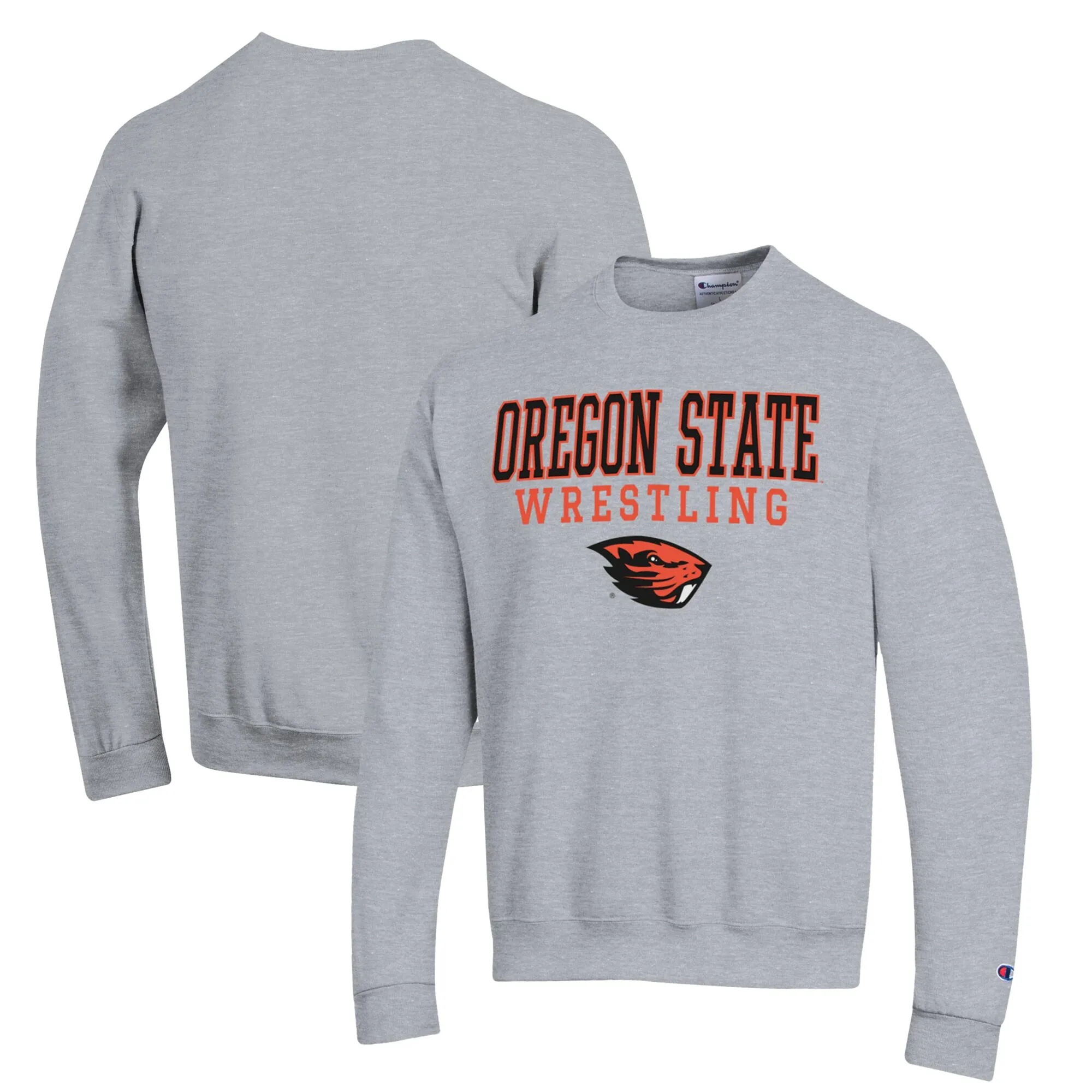 Champion Oregon State Beavers Gray Wrestling Stack Powerblend Pullover Sweatshirt