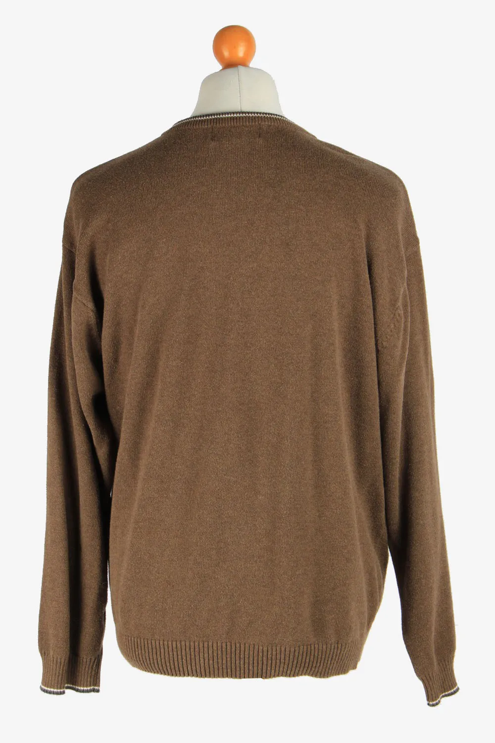 Chaps V Neck Jumper Pullover 90s Brown XL - Pepper Tree London