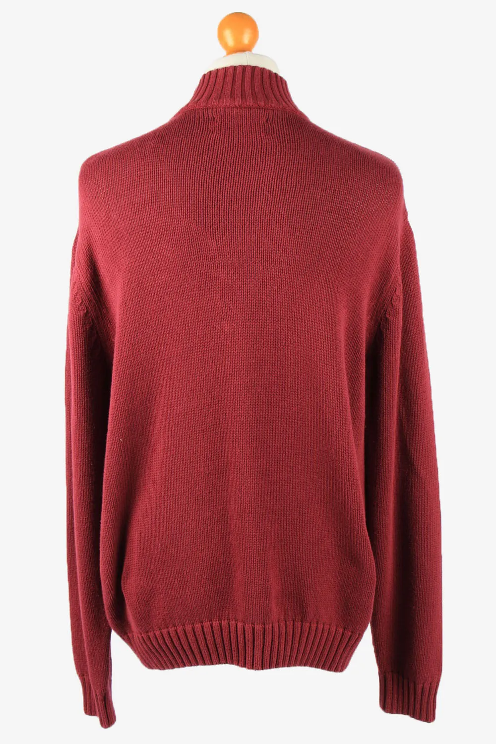 Chaps Zip Neck Jumper Pullover 90s Mens Bordeaux L - Pepper Tree London