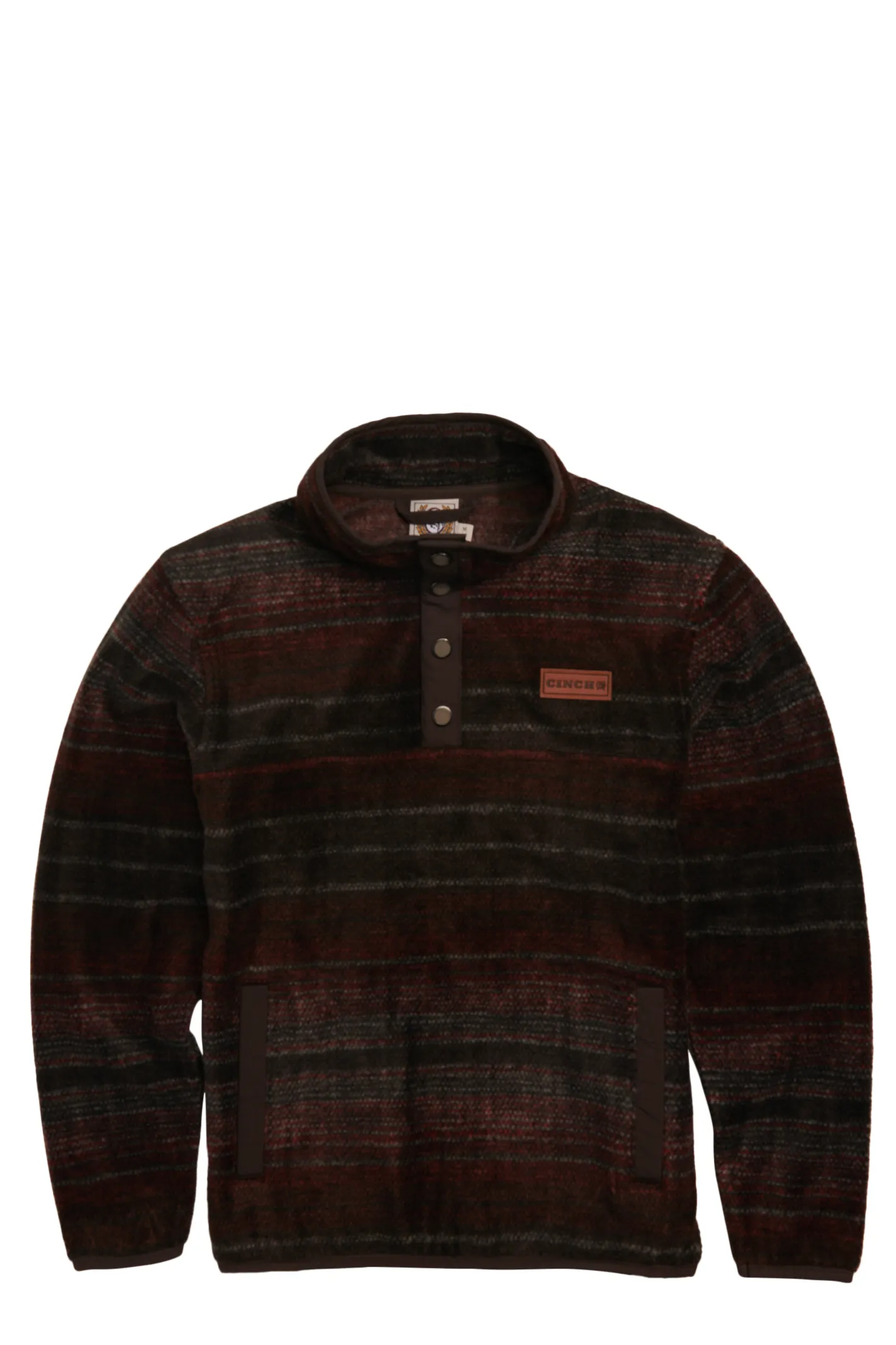 Cinch Boy's Brown & Grey Plaid 1/3 Snap Polar Fleece Pullover