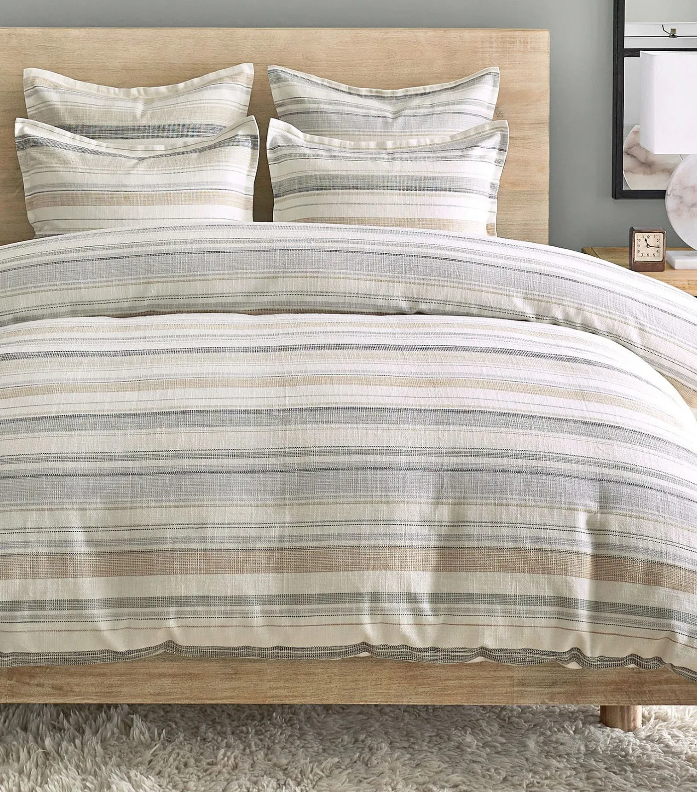 Clayton Striped Cotton Duvet Cover Multi