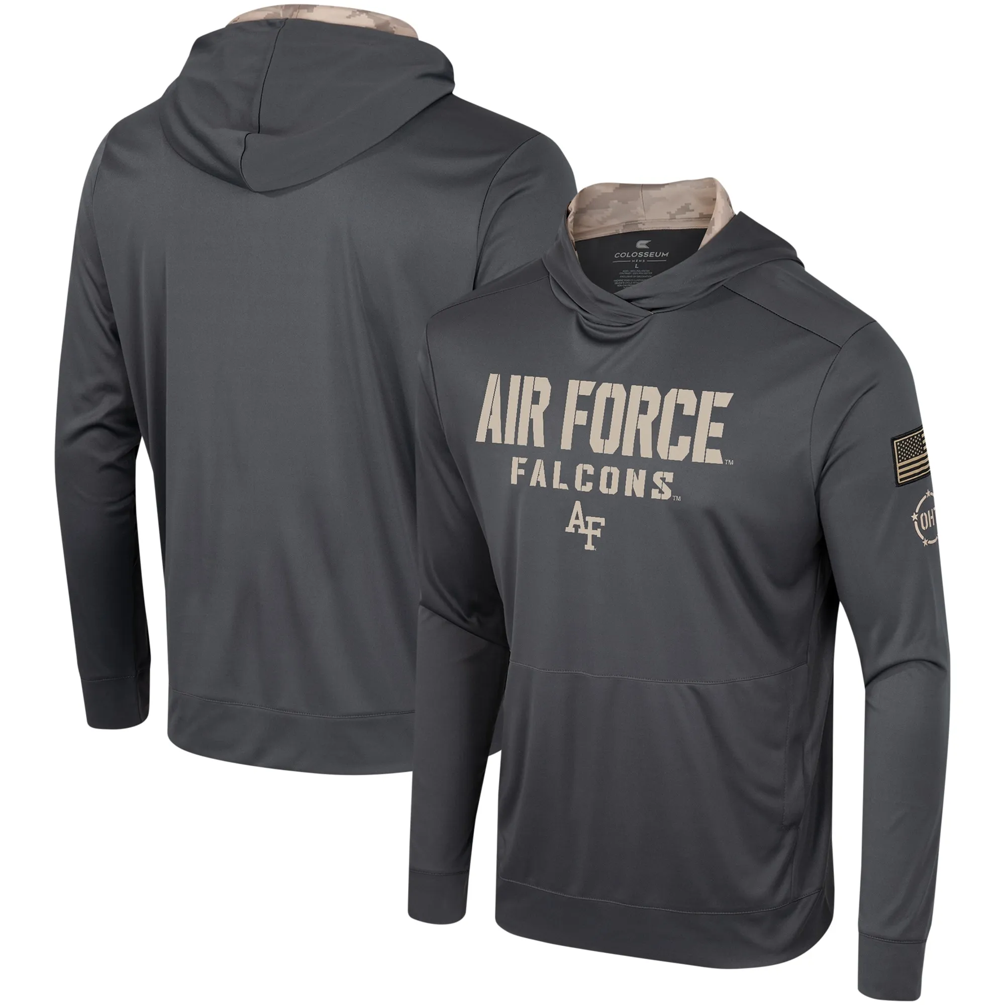 Colosseum Air Force Falcons Charcoal OHT Military Appreciation Long Sleeve Hoodie T-Shirt