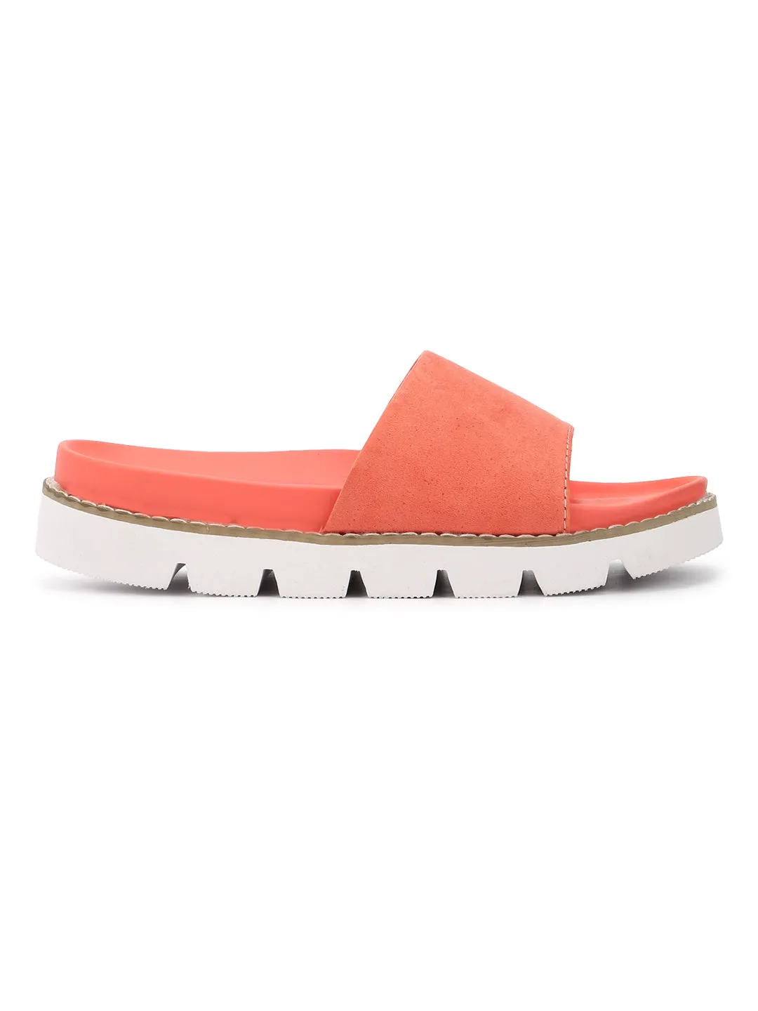 Coral Suede Cleated Slip-On Flats