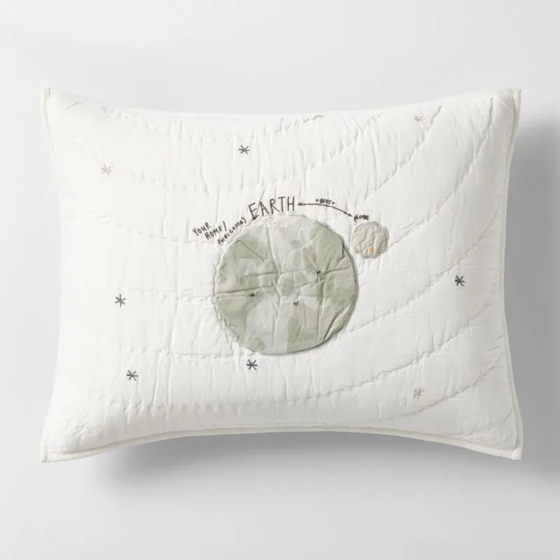 Crate&Barrel Outer Space Organic Cotton Kids Pillow Sham