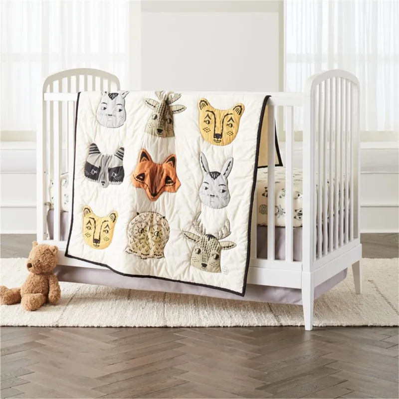 Crate&Barrel Stay Cool Roxy Marj Woodland Animal Organic Cotton Baby Crib Fitted Sheet