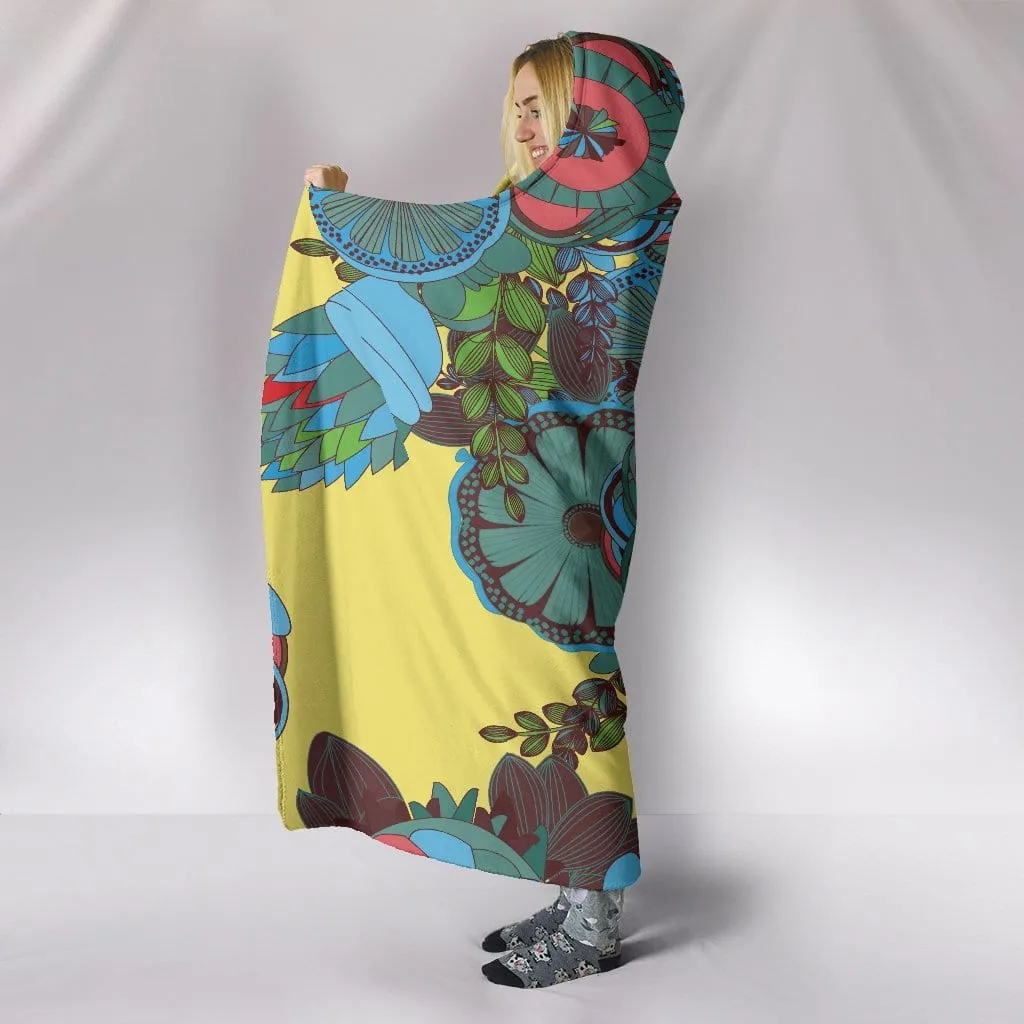 Customised Hooded Blanket Yellow Floral Design