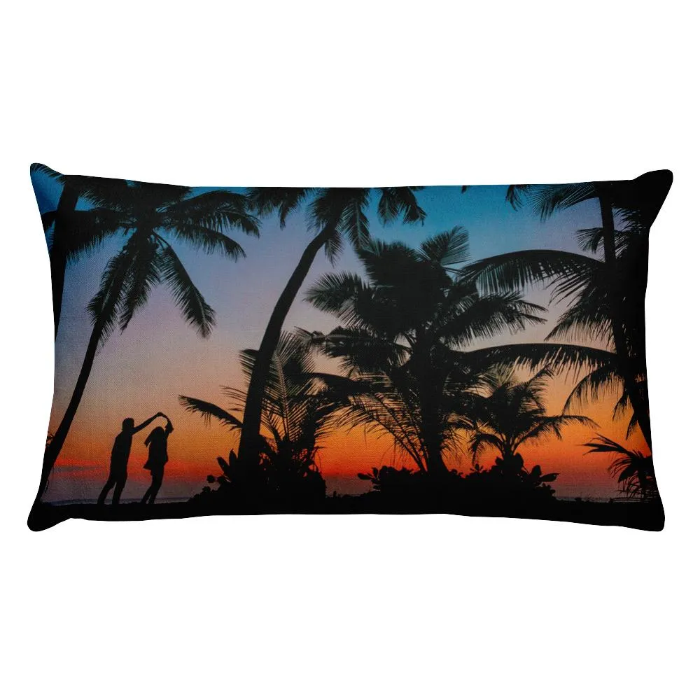 Day at the Beach Sunset Palm Trees Premium Pillow