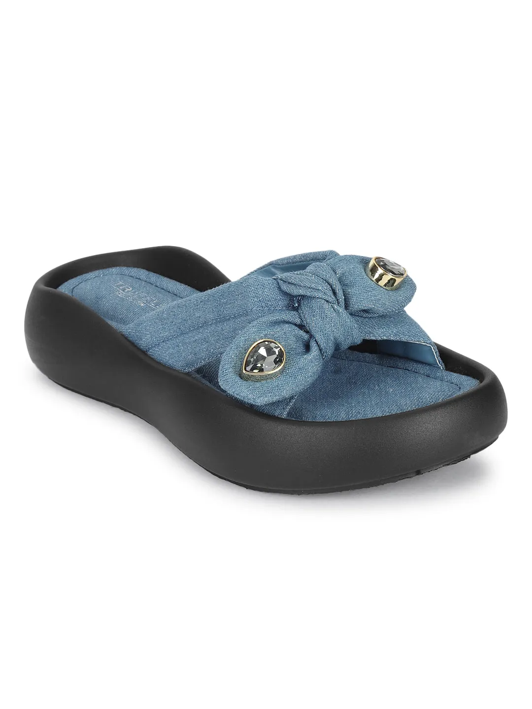 Denim Blue Diamond Stylish Flats (TC-RS3587-DNM)