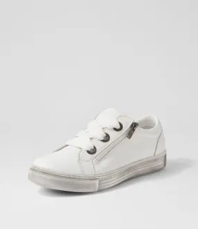 DIANA FERRARI Prince White Distressed Sole Leather Sneakers