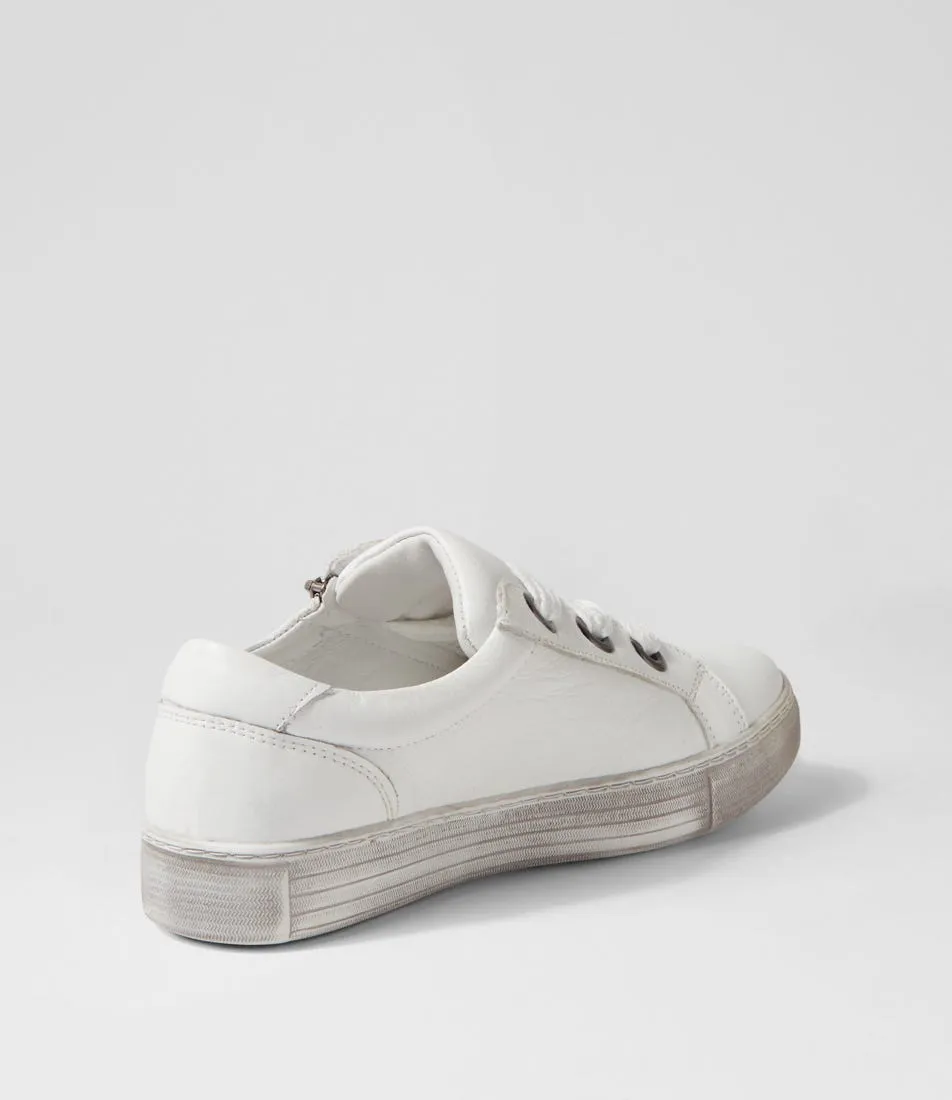 DIANA FERRARI Prince White Distressed Sole Leather Sneakers