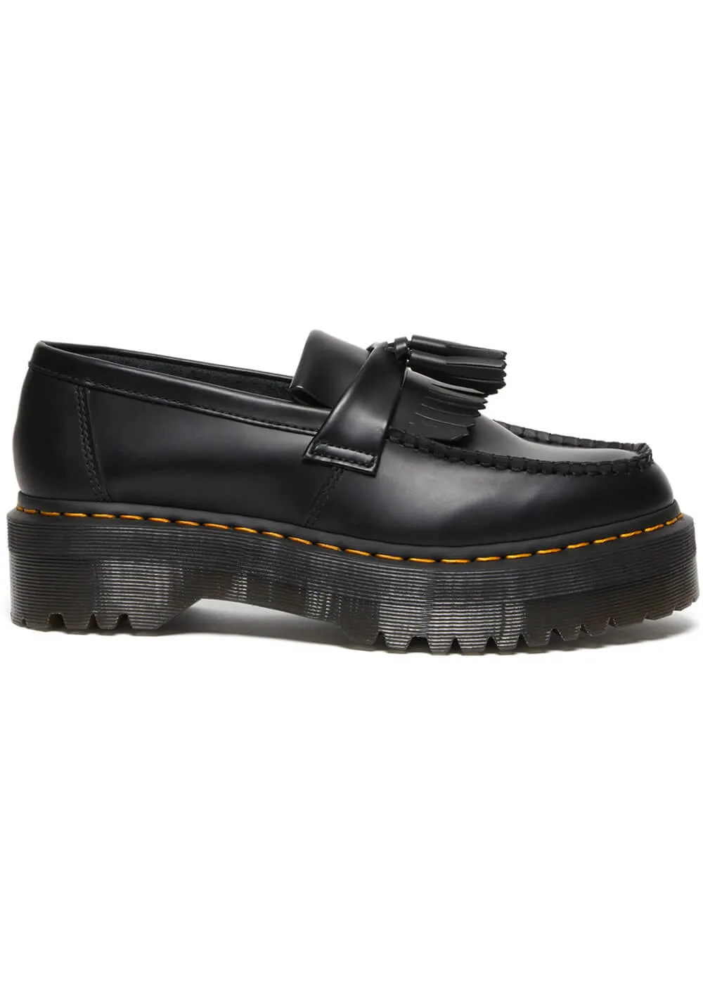 Dr. Martens Adrian Quad Smooth Leather Platform Tassle Loafers Black