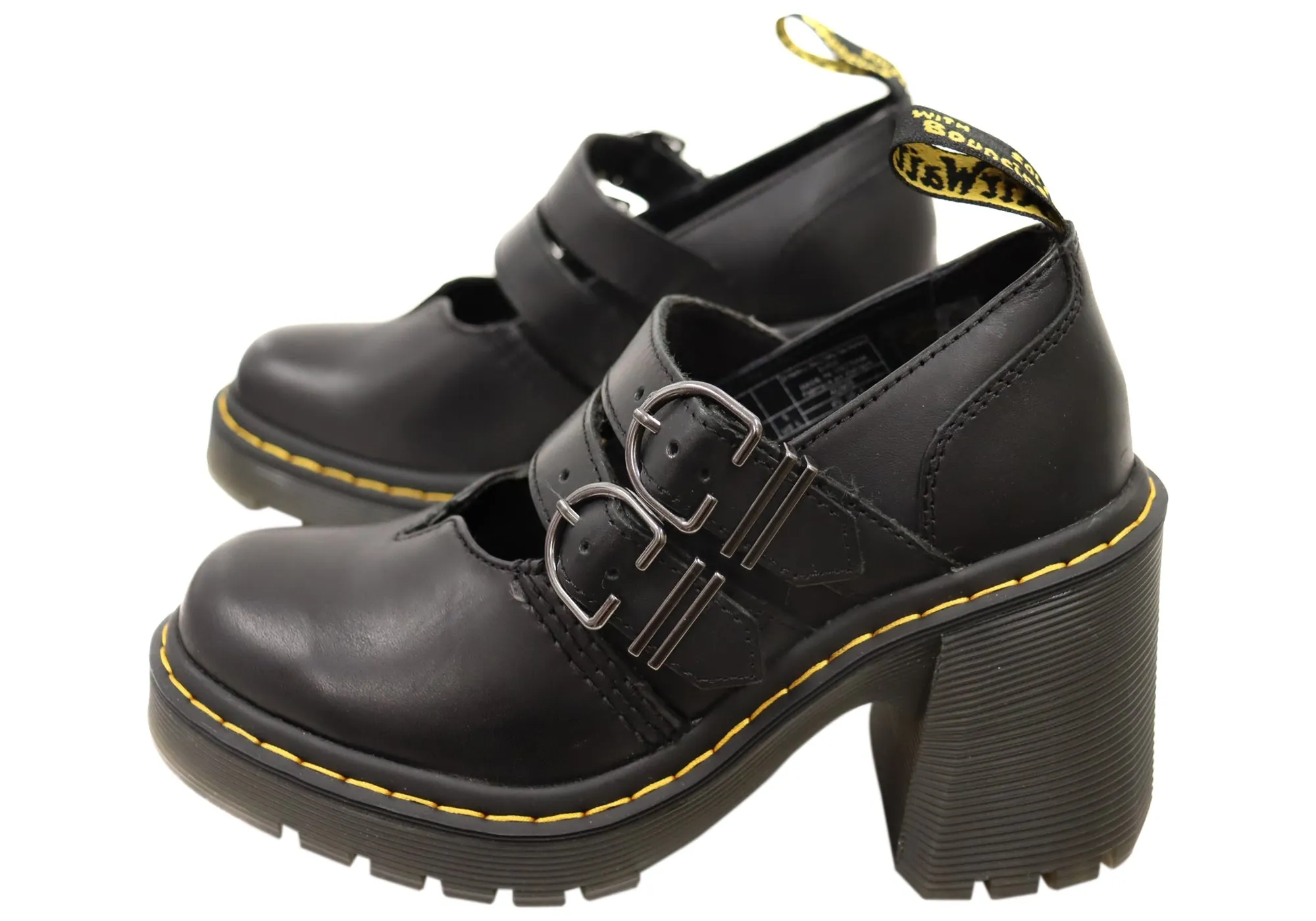 Dr Martens Womens Eviee Mary Jane Comfortable Leather Shoes Heels