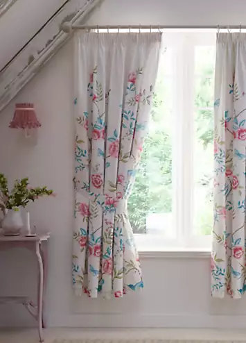 Dreams & Drapes Amelle Pair of Pencil Pleat Curtains with Tie-Backs - Blue | Kaleidoscope