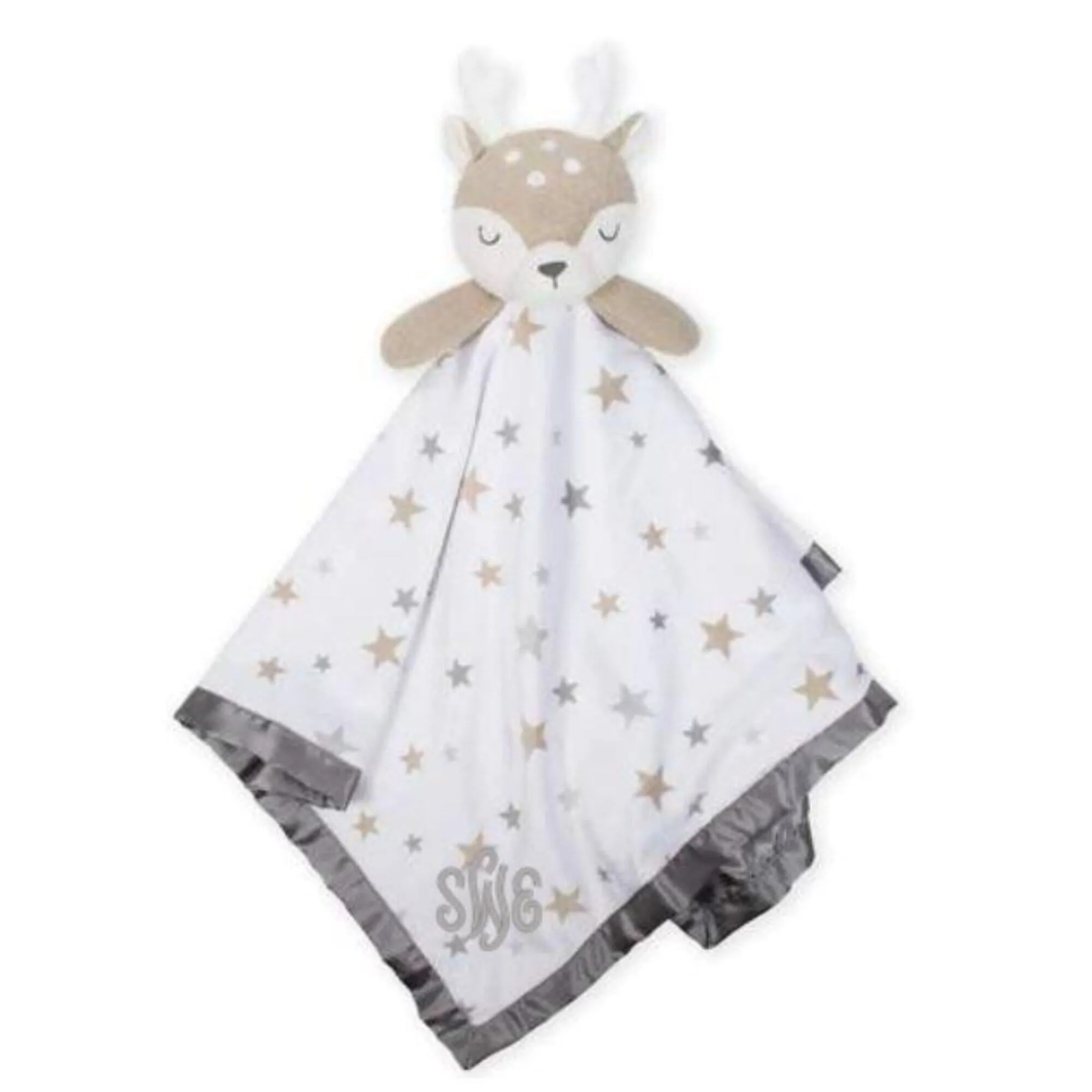 Embroidered Deer Baby Neutral Security Blanket