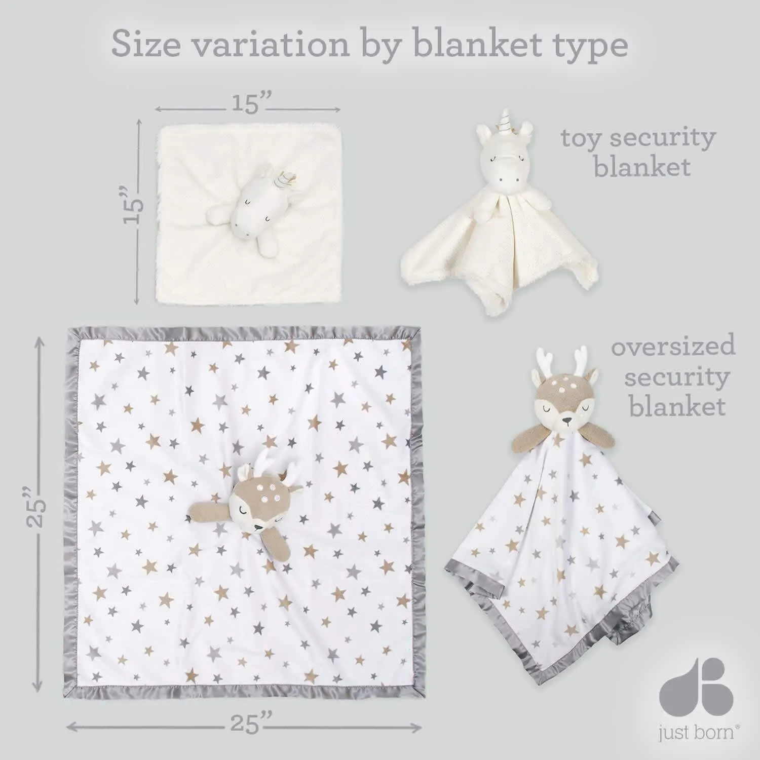 Embroidered Deer Baby Neutral Security Blanket