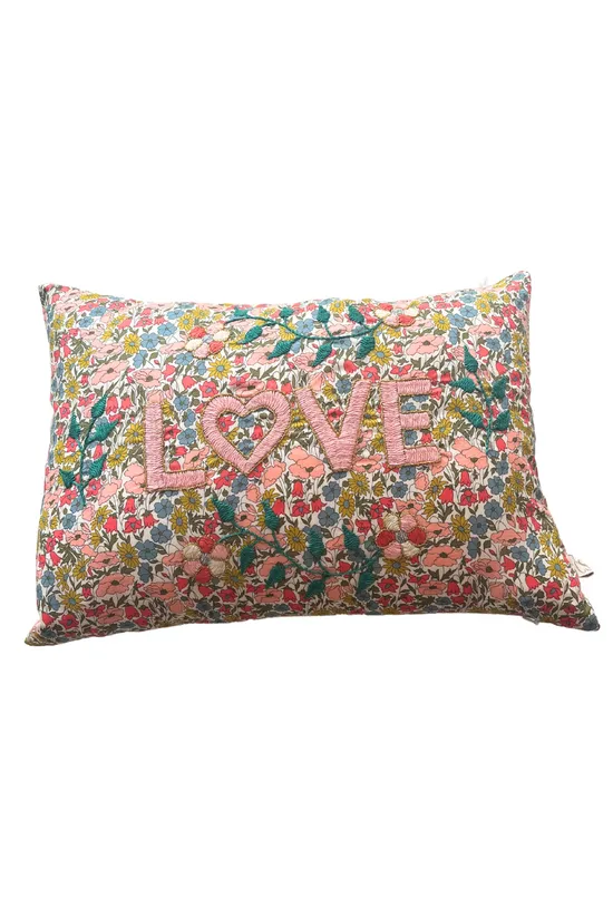 Embroidered Pillow LOVE- White/Pink/Blue/Green/Gold  