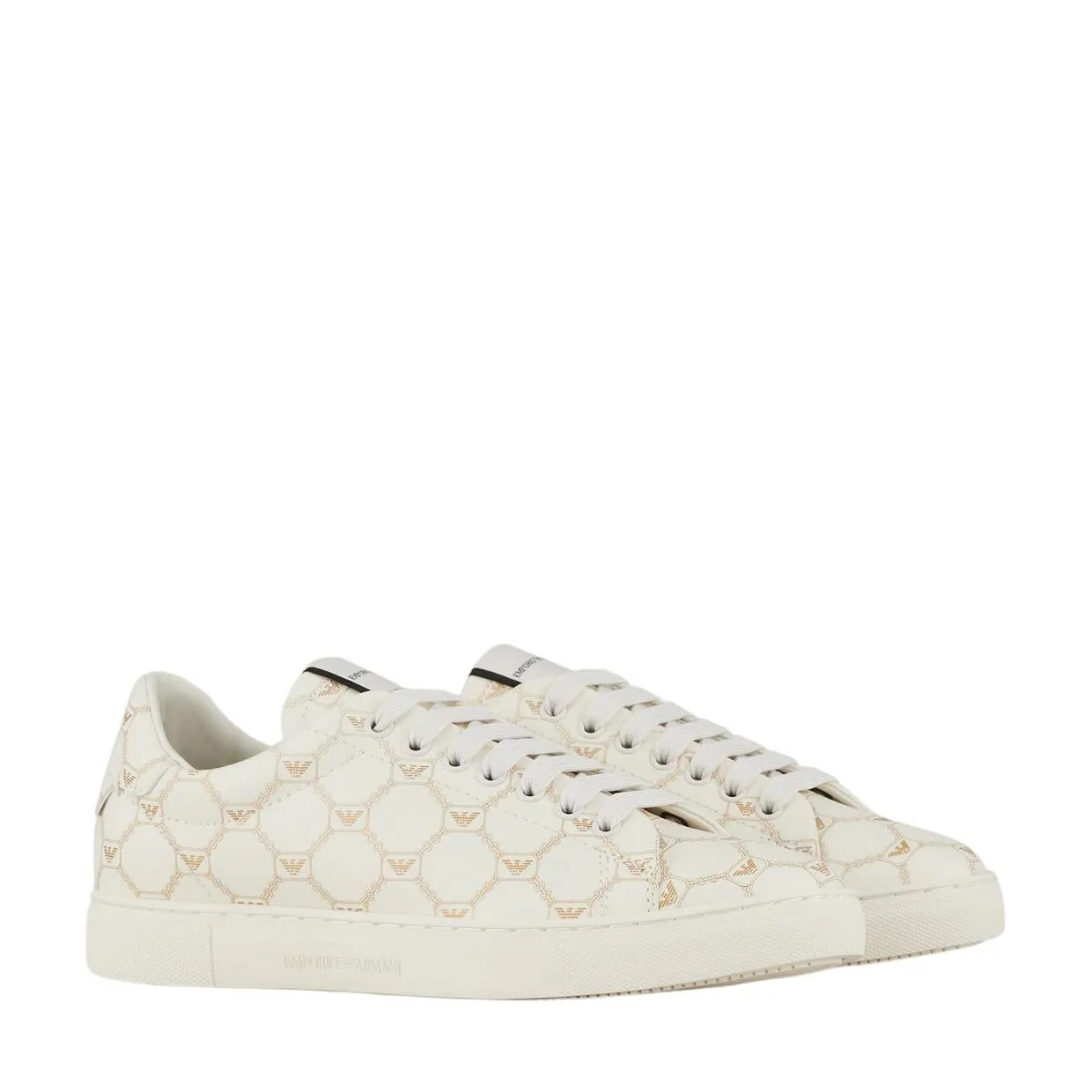 Emporio Armani White Pattern Eagle Logo Sneakers