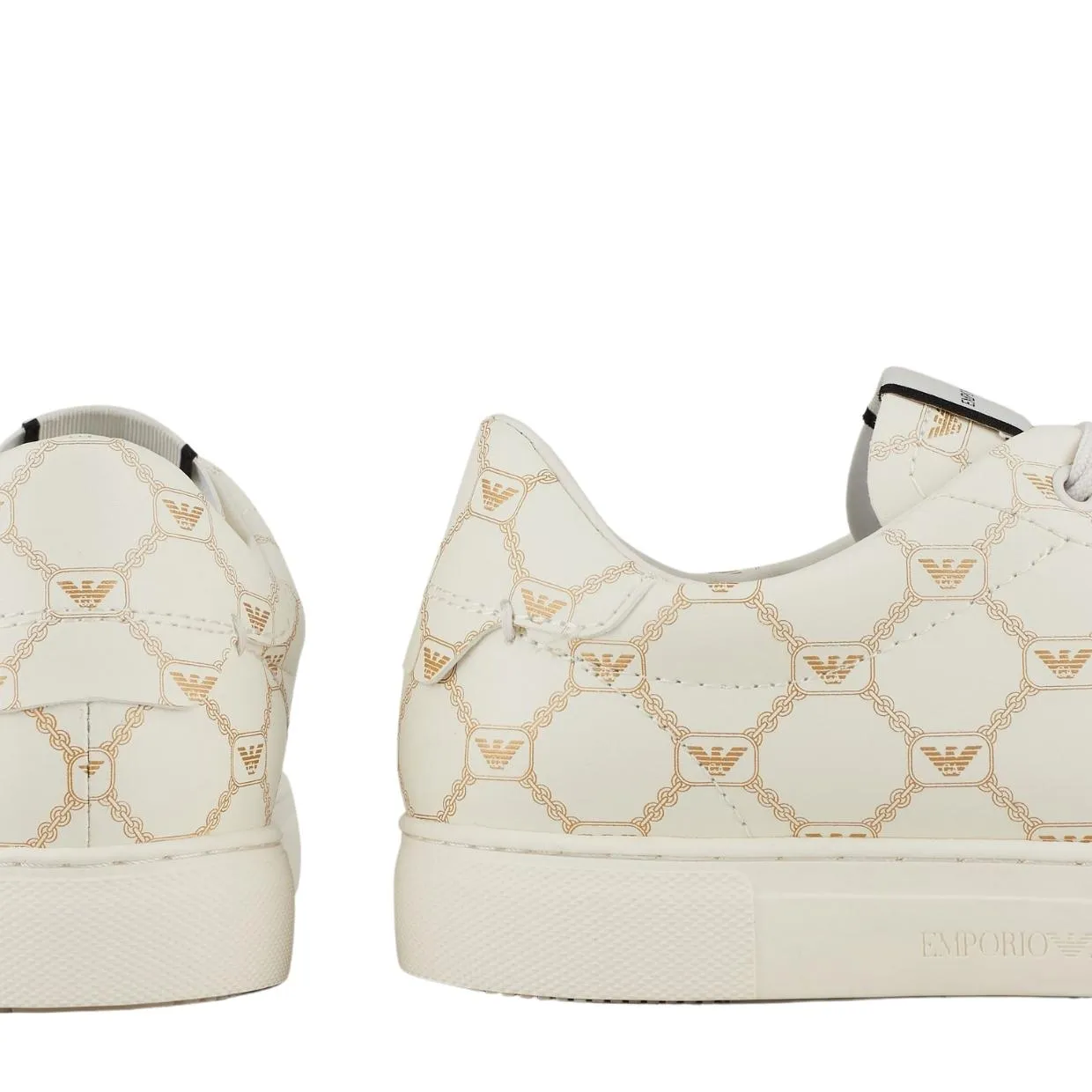 Emporio Armani White Pattern Eagle Logo Sneakers