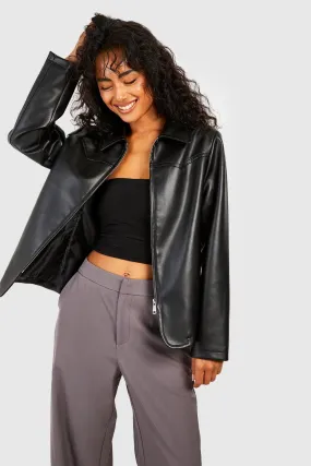 Faux Leather Boxy Jacket