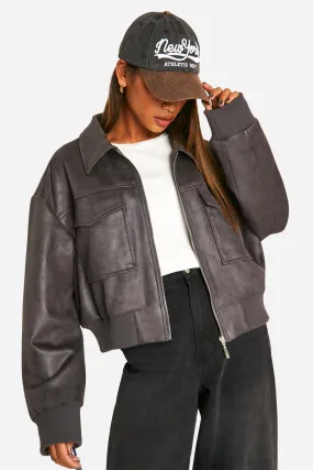 Faux Suede Bomber Jacket