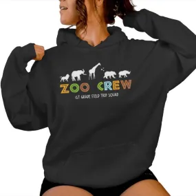 First Grade Field Trip Squad Zoo Crew Wild Animal Safari Women Hoodie