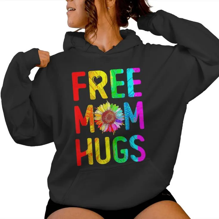 Free Mom Hugs Gay Pride Lgbt Daisy Rainbow Flower Mother Day Women Hoodie