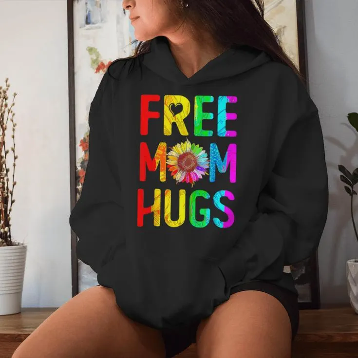 Free Mom Hugs Gay Pride Lgbt Daisy Rainbow Flower Mother Day Women Hoodie