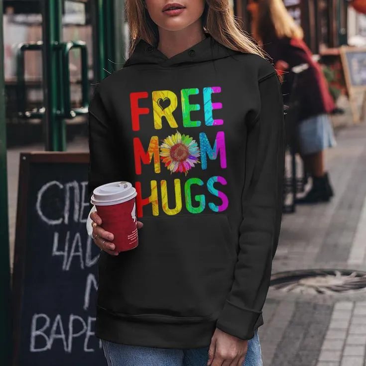 Free Mom Hugs Gay Pride Lgbt Daisy Rainbow Flower Mother Day Women Hoodie