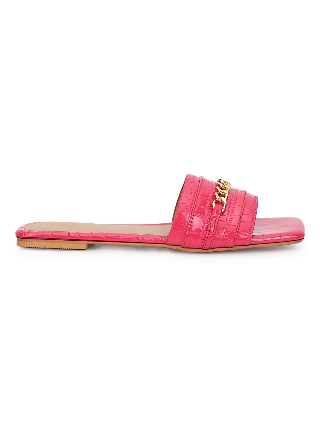 Fuchia Croc Patent Slip-On Flats (TC-ST-002-FUC)