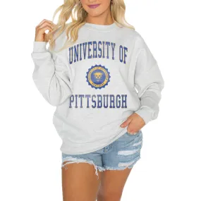 Gameday Couture Pitt Panthers Women's Steel Good Vibes Premium Fleece Drop Shoulder Pullover Sweatshirt