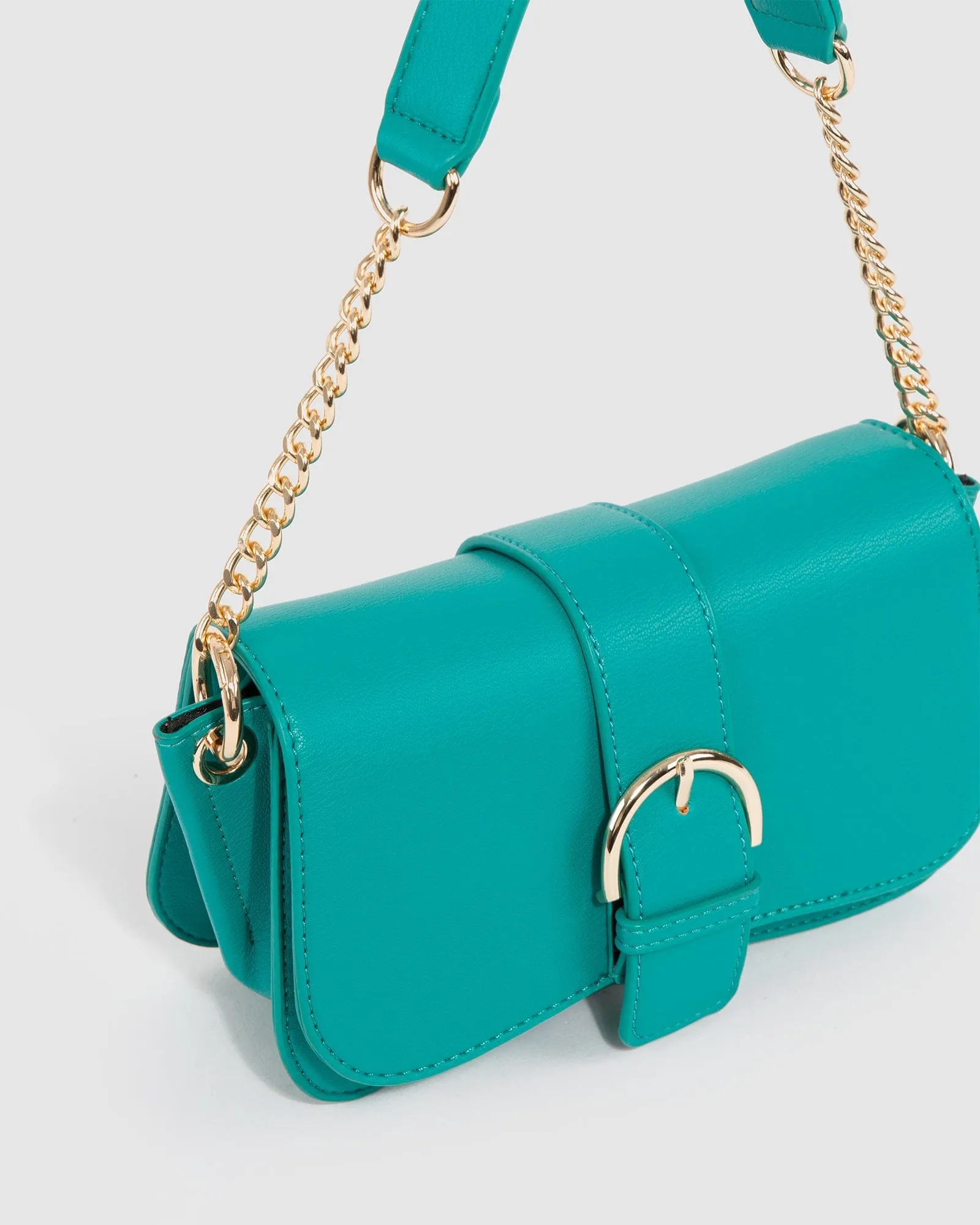 Green Macy Buckle Shoulder Bag