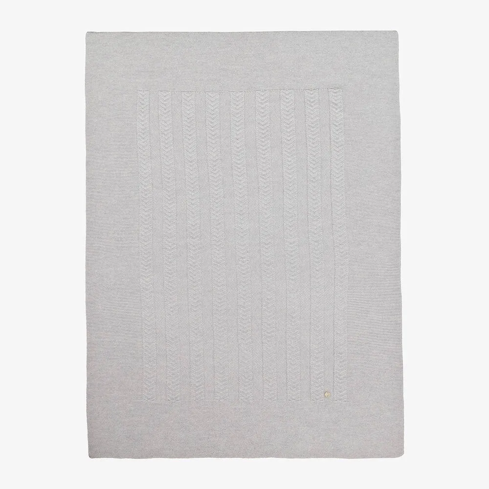 Grey Wool Knitted Baby Blanket (98cm)