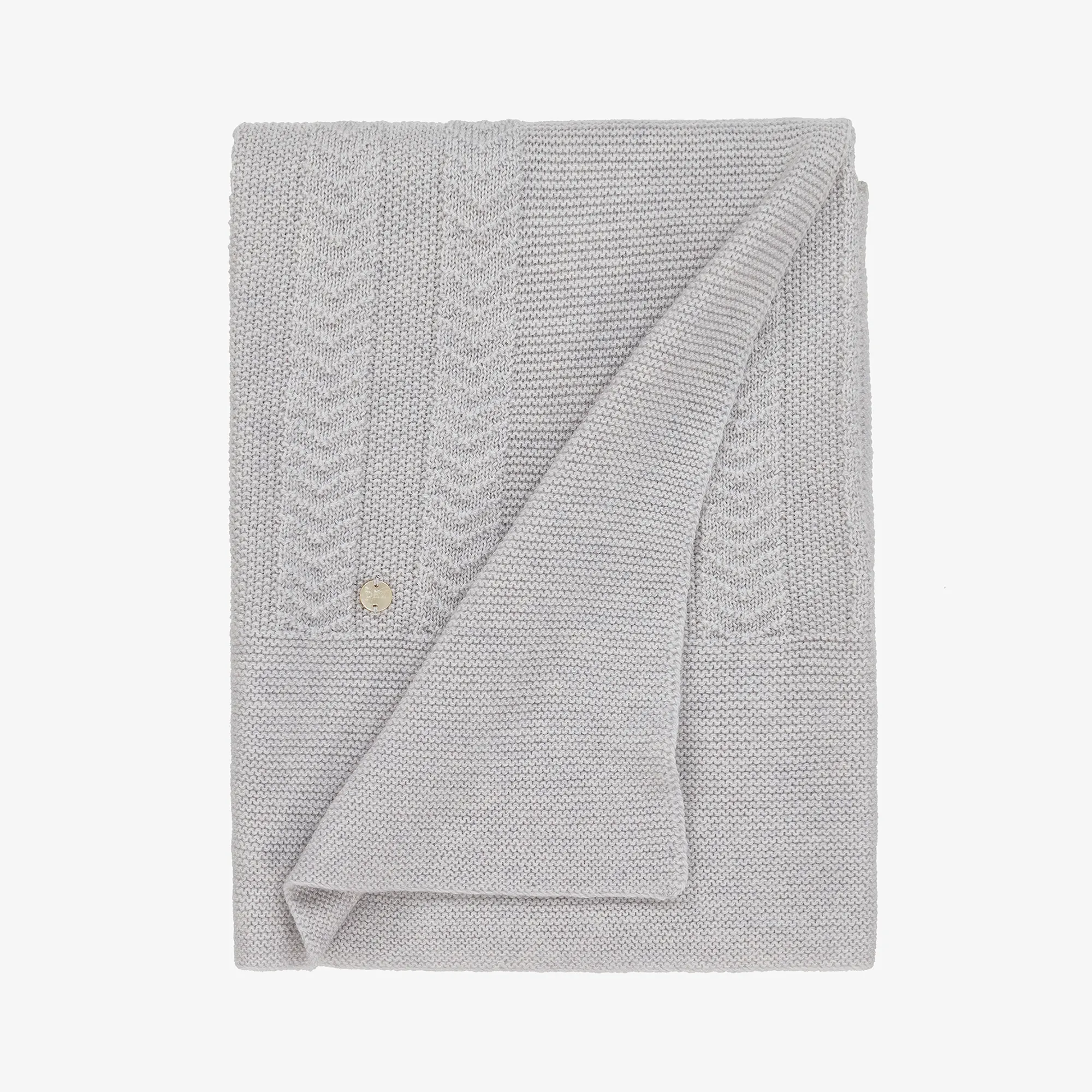 Grey Wool Knitted Baby Blanket (98cm)