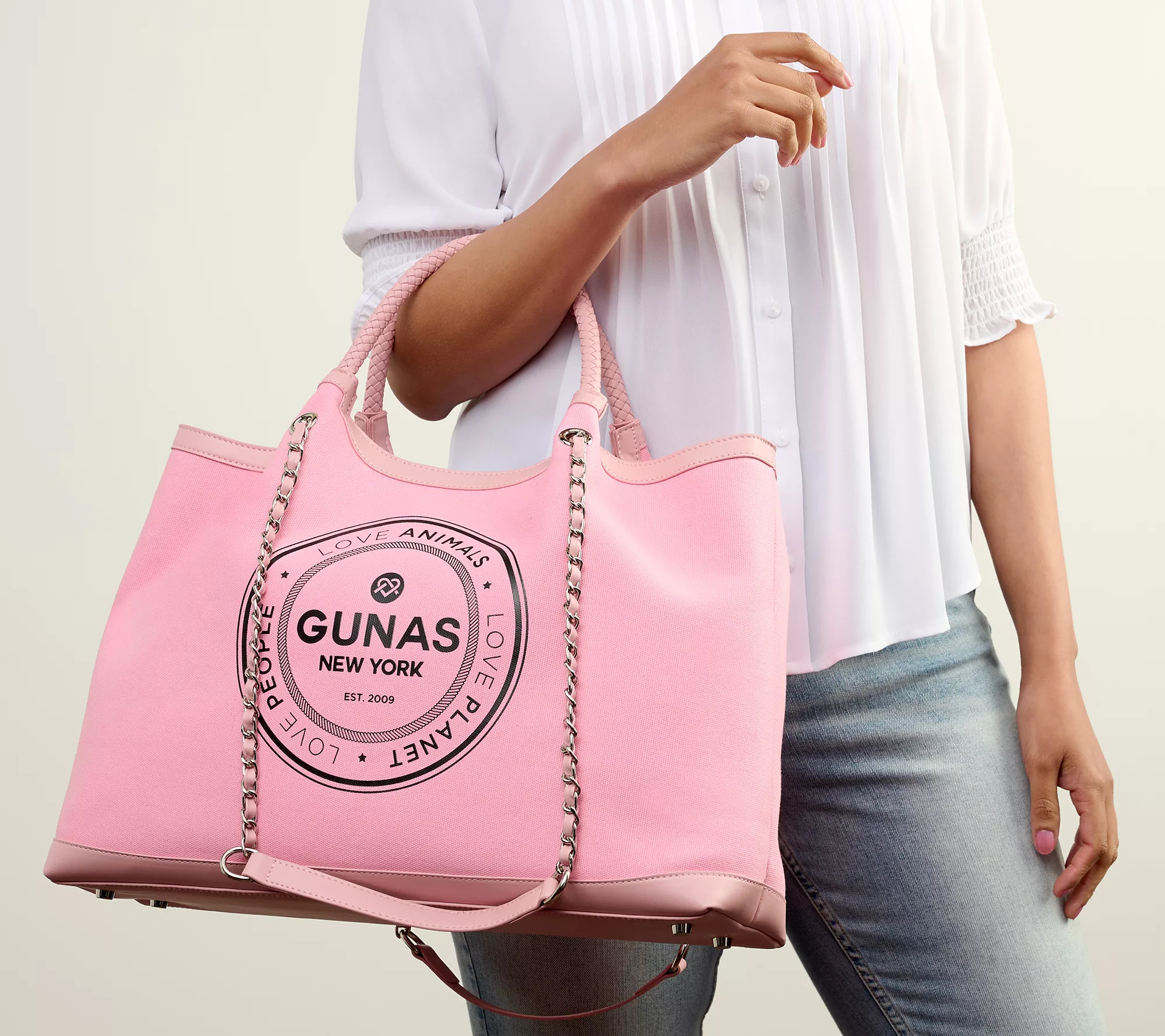 Gunas New York Canvas Double Handle Tote with Pouch - Ruth