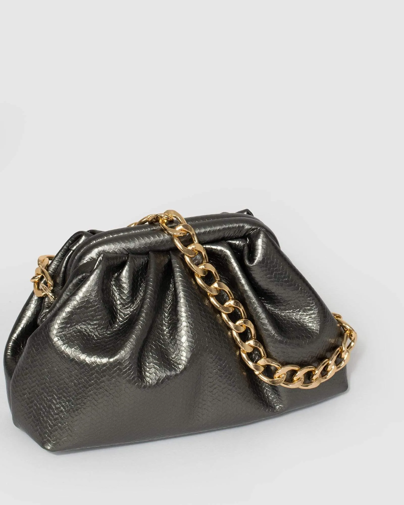 Gunmetal Claire Weave Shoulder Bag