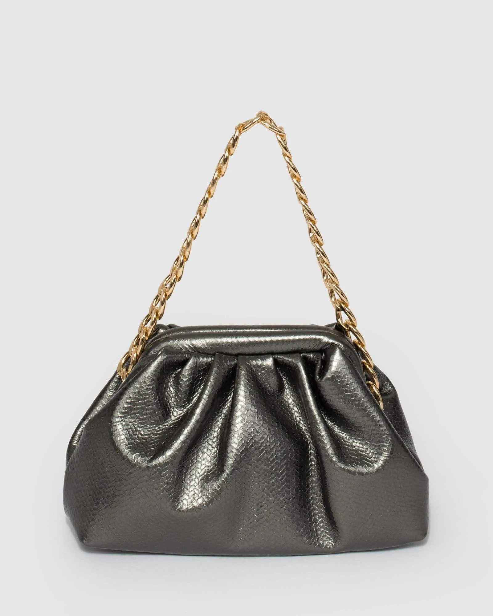 Gunmetal Claire Weave Shoulder Bag