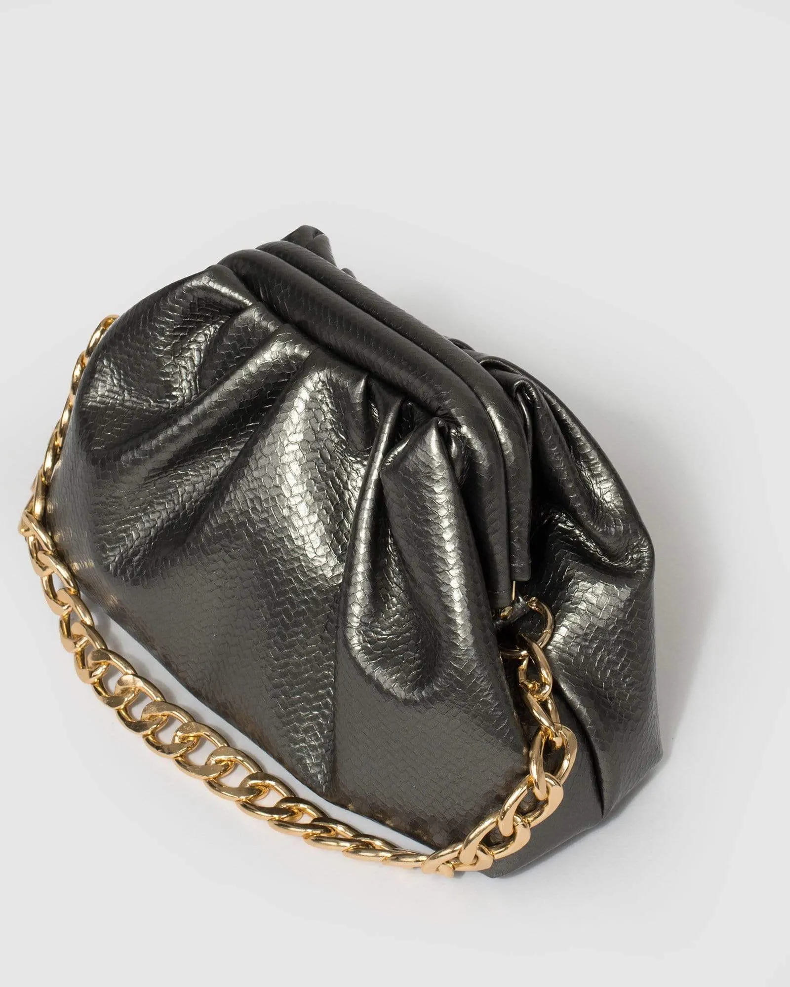 Gunmetal Claire Weave Shoulder Bag