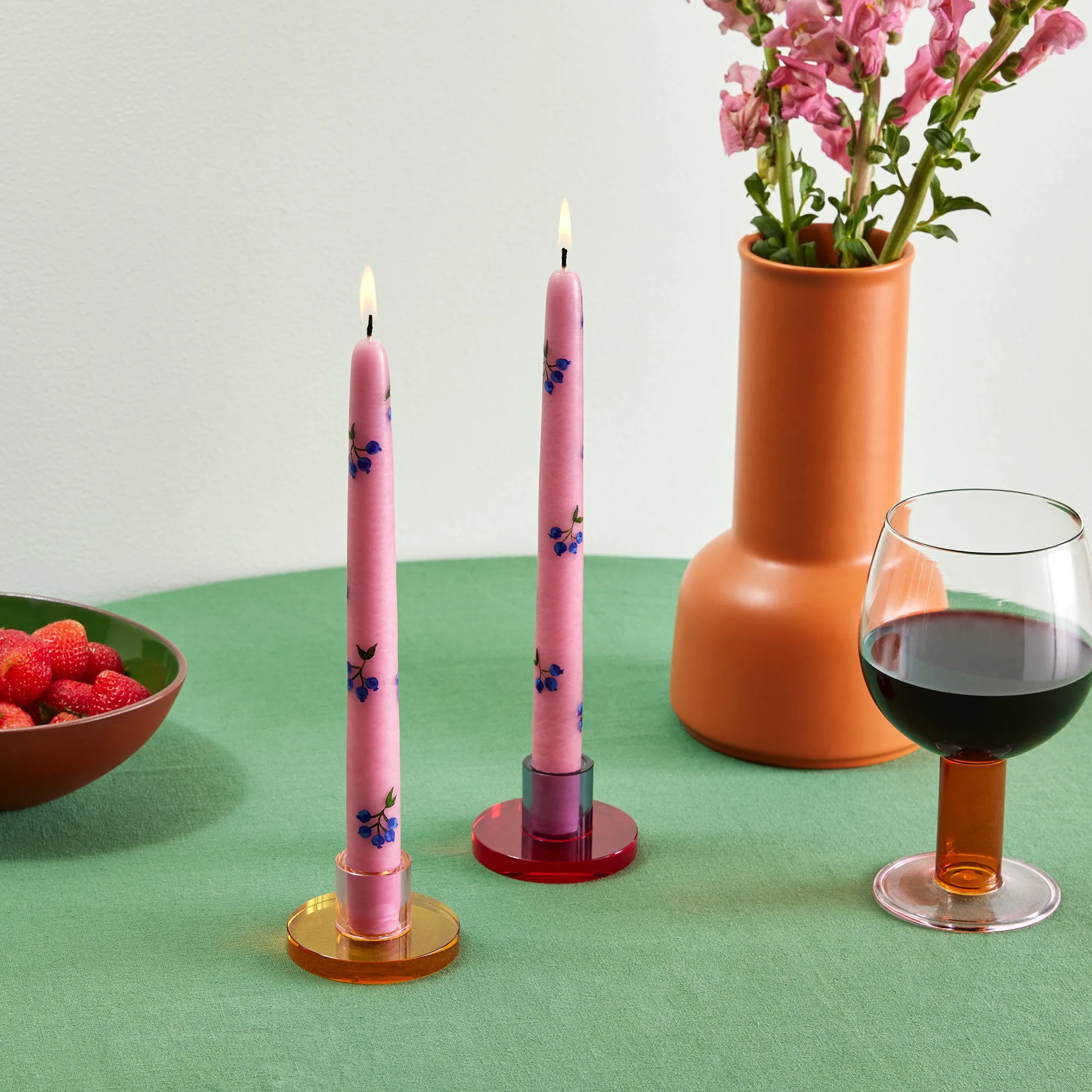 Hand-Painted Fruit Candles - Set of 2