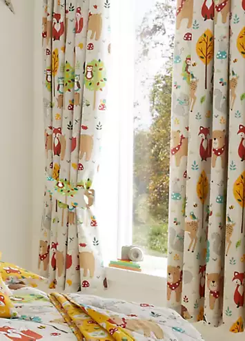 Happy Linen Co. Woodland Friends Pair of Pencil Pleat Blackout Curtains | Kaleidoscope