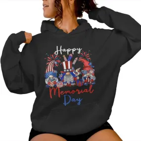 Happy Memorial Day 4Th Of July With Usa Flag Gnomes Women Women Hoodie