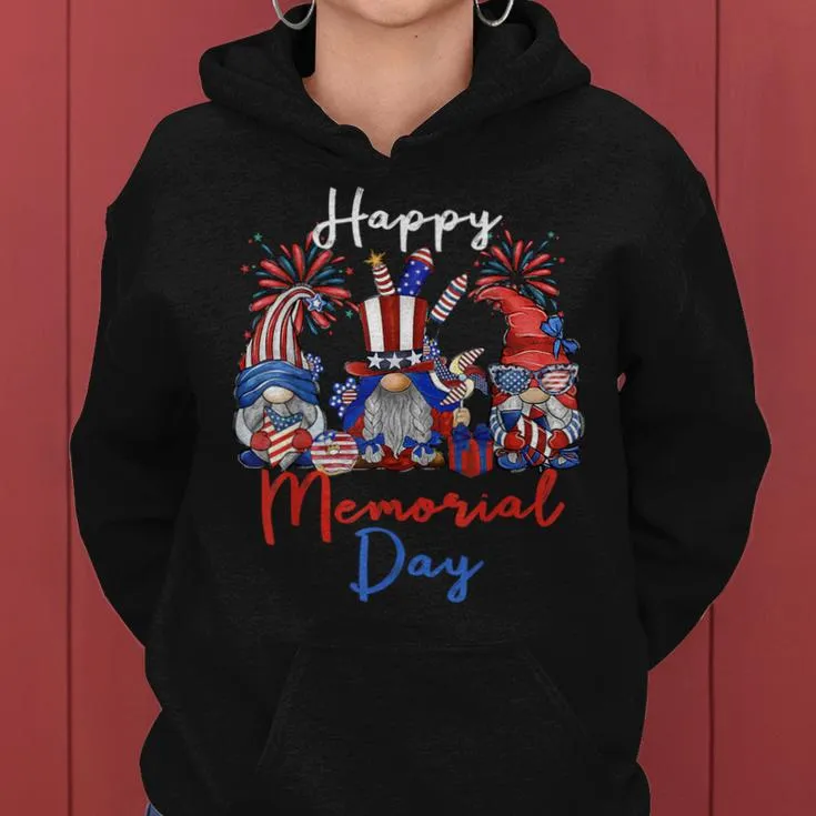 Happy Memorial Day 4Th Of July With Usa Flag Gnomes Women Women Hoodie