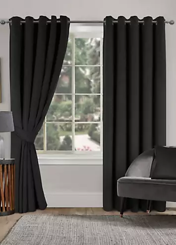 Home Curtains Montreal Pair of Velour Thermal Interlined Eyelet Curtains | Kaleidoscope