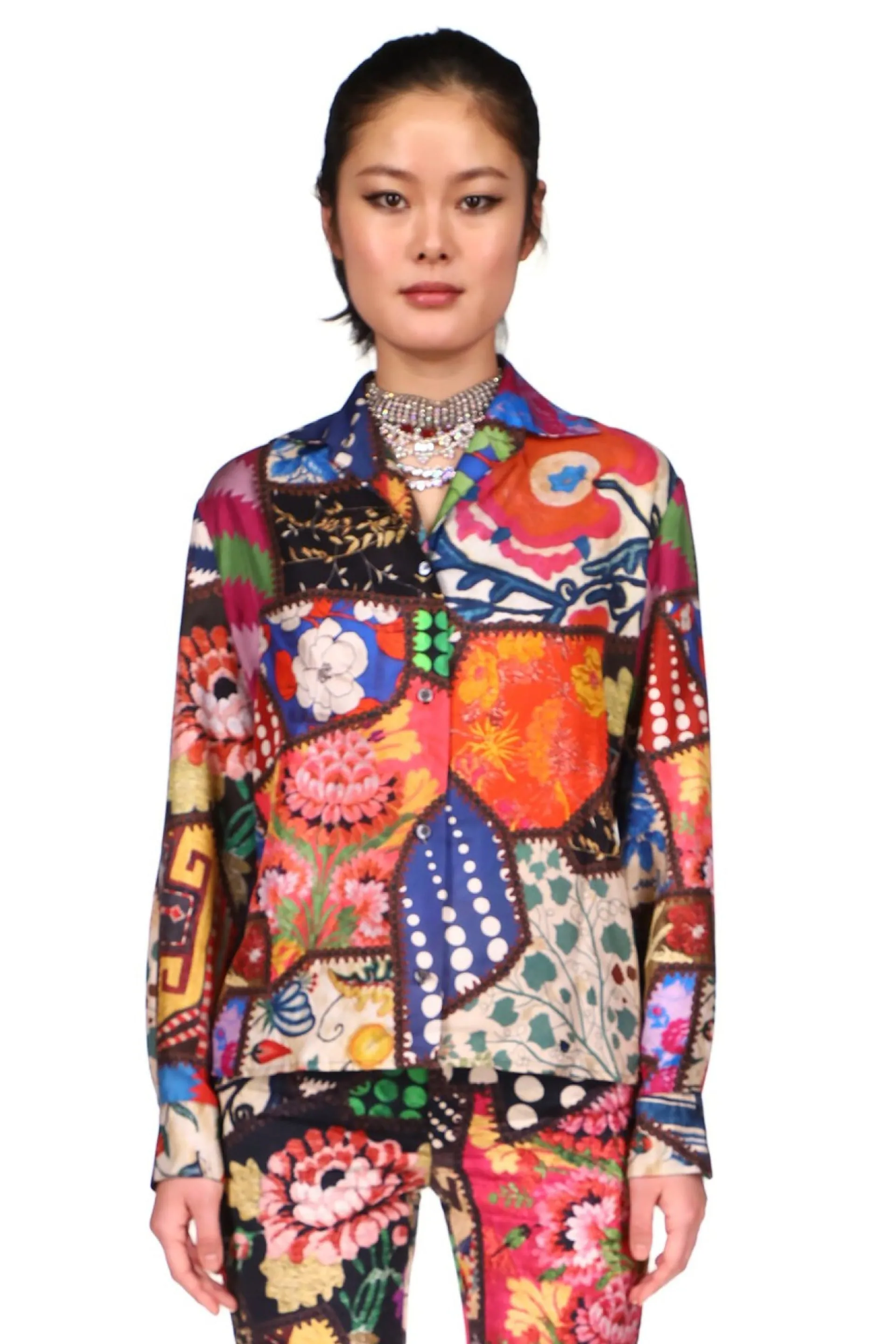 'HOTCH POTCH CRAZY QUILT' LOUNGE BLOUSE