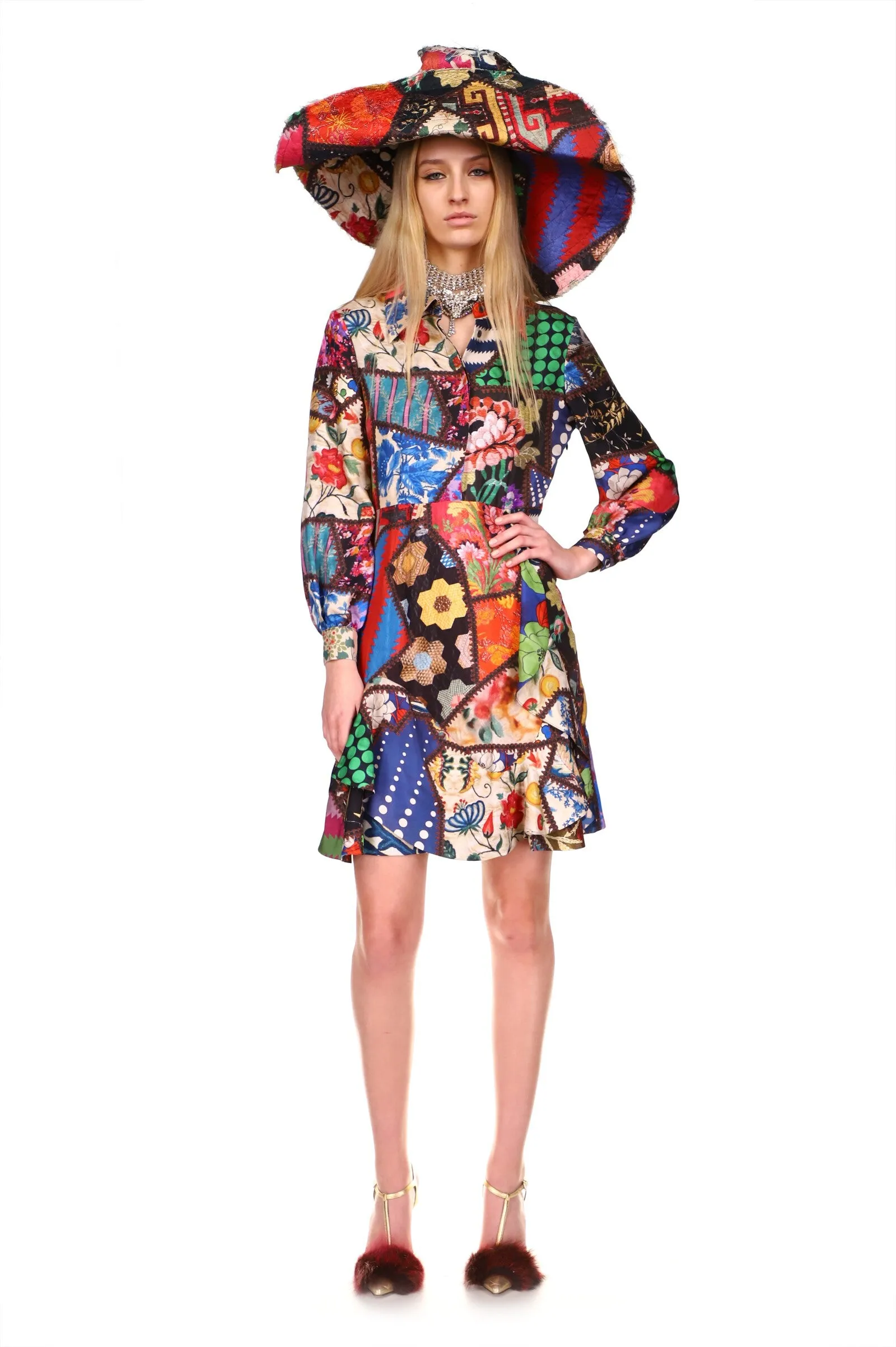 'HOTCH POTCH CRAZY QUILT' SILK KATE DRESS